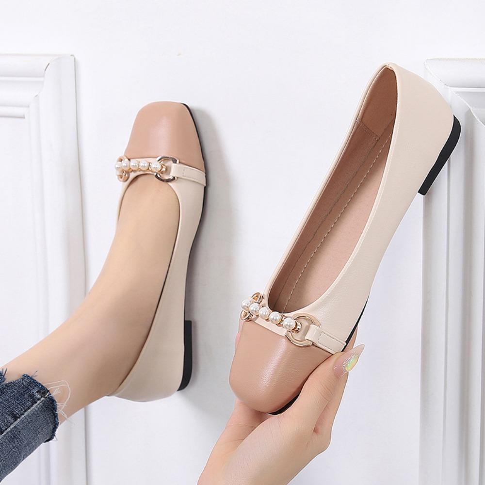 Fashion Flats Women Shoes Super Big Size 44 Square Toe Flat Shoes 2024 Spring Autumn New Versatile Light Cut Color Women's Shoes Slip-On