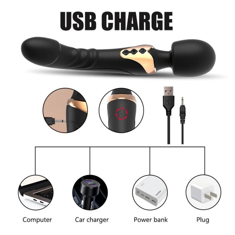 Dual Head Vibrator Clitoris G-spot Dildo Vibrator Clit Vagina Nipple Anal Stimulation Massager Rechargeable Waterproof Adult Sex Toys for Women