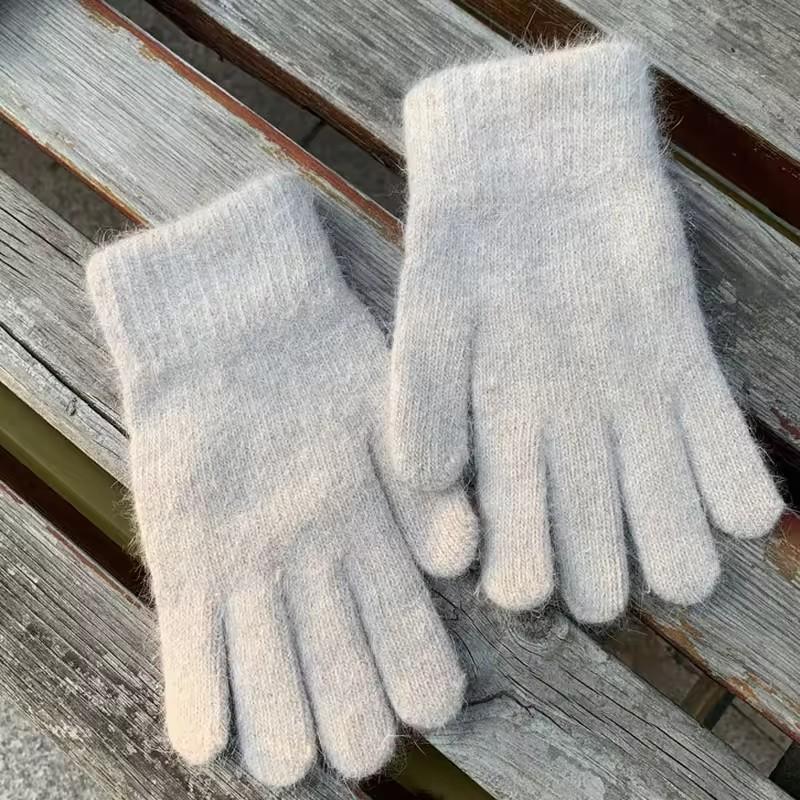 Women Winter Gloves Keep Warm Plus Cashmere Solid High Elasticity Soft Knitted Gloves Cute Lovely Multicolor Windproof Mittens