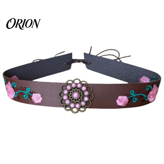 Cowboy Hat Band Ethnic Style Band, Durable PU Leather Embroidered DIY Decoration Strap, Adjustable Decorative Belt for Wide Brim Hats Vintage Strap
