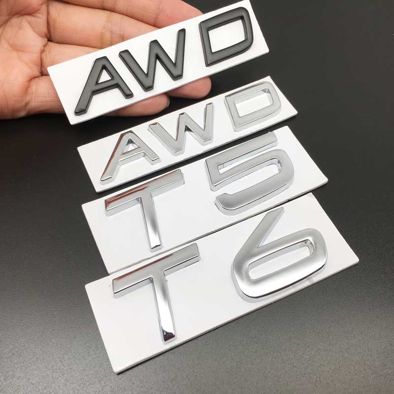 3D Car Styling Metal Sticker T5 T6 AWD Tail Emblem Badge Rear Decal Logo for Volvo XC60 XC90 S60 S80 S60L V40 V60 Accessories