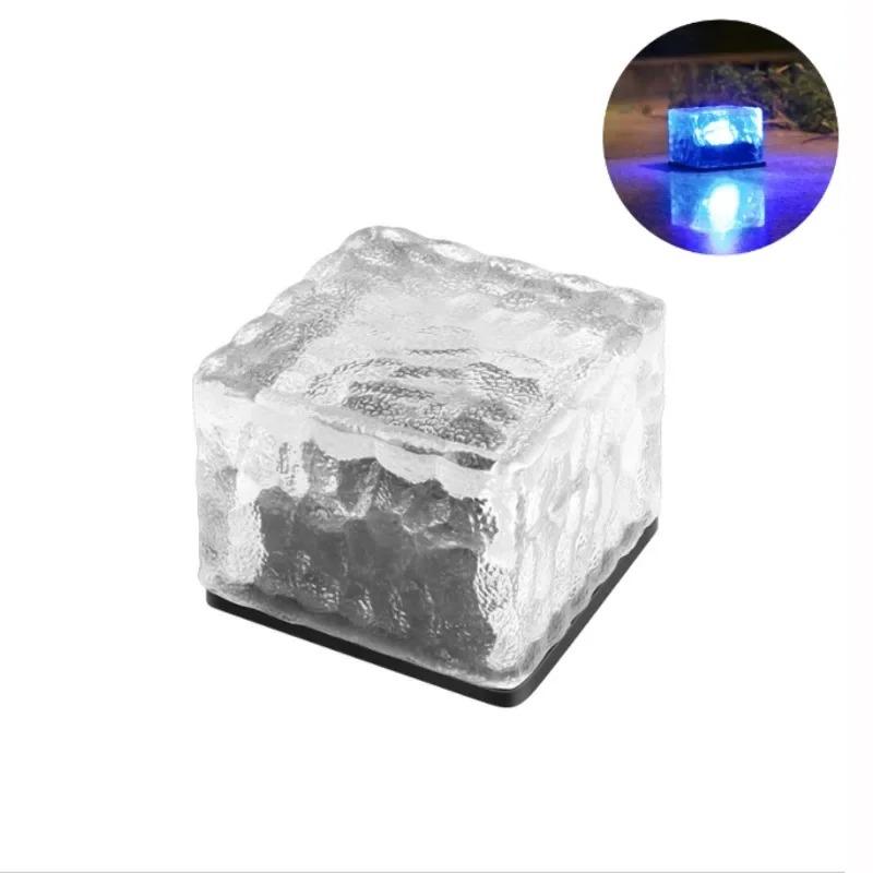 Atmosphere lights Solar Powered Ice Cube Lamp Glass Brick Landscape Square Glass Outdoor Road Courtyard Garden Decoration