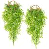 2PCS Fake Hanging Plants - Lifelike Artificial Bamboo Plants Outdoor, Fake Bamboo Leaves Plant for Study Yoga Living Room Patio Porch Stair Wedding