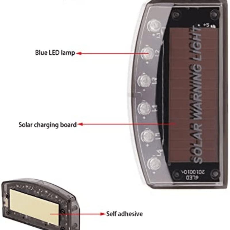 6 LED Car Theft Alarm Warning Light Solar Powered Anti-Theft Flashing Light Blue Car Burglar Alarm Light Strobe Lights Auto Part