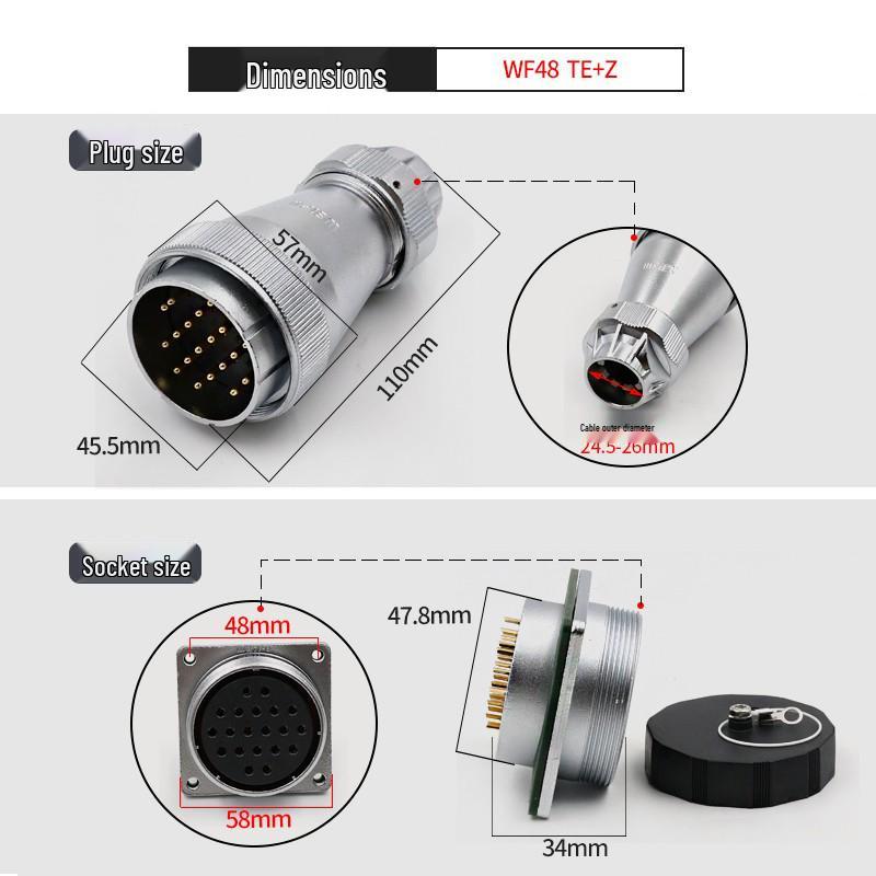 Weipu WF485 Aviation Waterproof Plug & Socket: 7, 20, 27, 38, 42 Pin Options