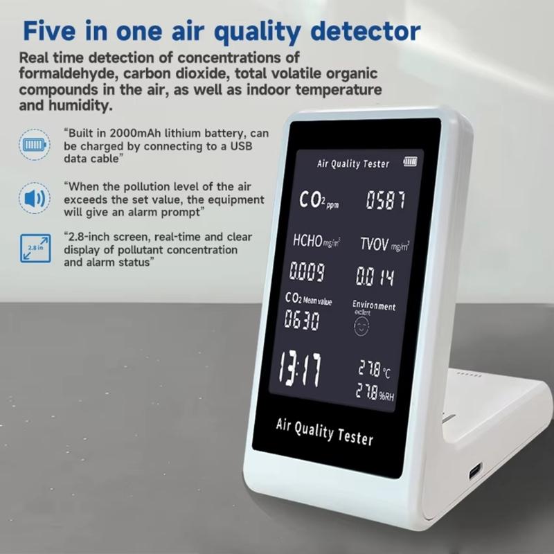 Air Quality Monitors Indoor Professional Particle Counter,Humidity, TVOC Formaldehyde, Temperature Test