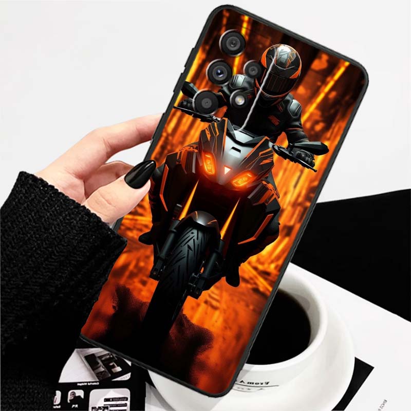 Creative motorcycle rider cool For Samsung A73 A72 A71 A55 A54 A53 A52 A51 A13 A22 A16 A15 A12 A14 A26 A07 5G Black Phone Case