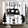 Camper Shower Curtain Happy Camper Trailer Car Rv Forest Mountain Tent Camping Bathroom Shower Curtain Waterproof Bath Curtain