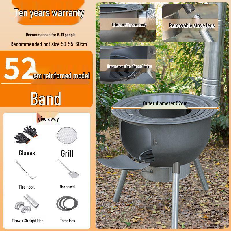 Thickened Integrated Firewood Stove for Outdoor & Rural Home Use: Portable Iron Pot & Extra Heat.