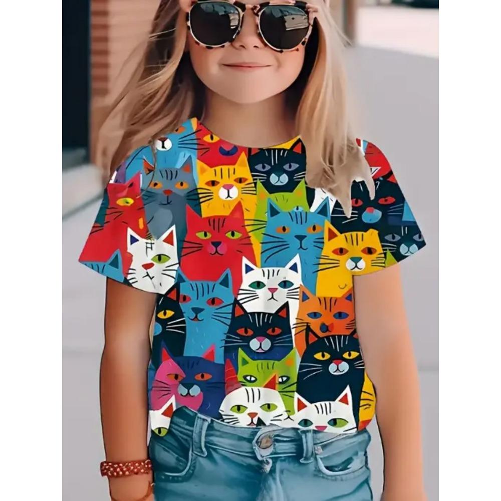 T-Shirts für Kinder Mode Schlichtes Styl Rundhals Kurzarm T-Shirt Lässig Vintage Outdoor Schnelltrocknendes T-Shirt für Mädchen