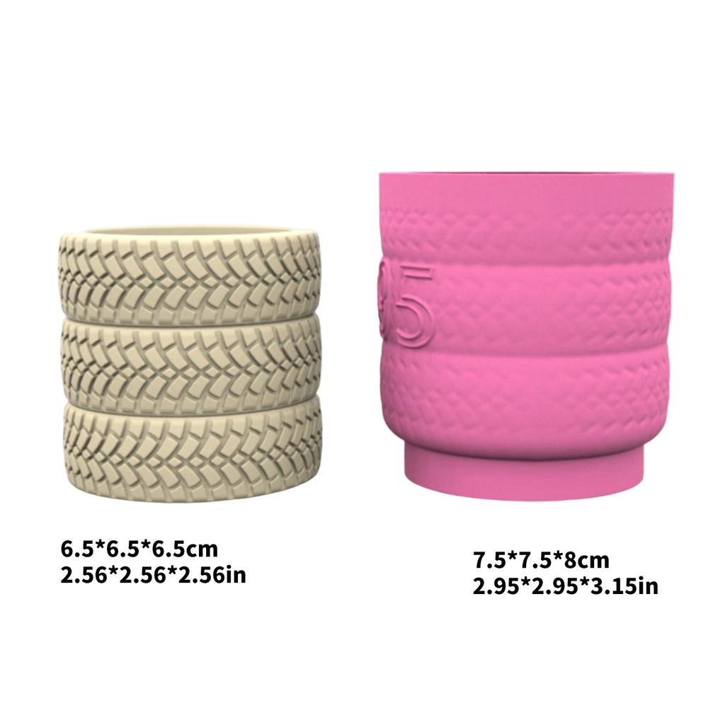 Elegant Tyre Sturdy Silicone Mould Portable for Resin and Clay Creative Flower Pots Pen Holder Cast Craft Supplies