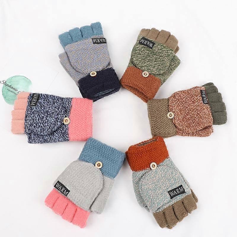 Gants d'hiver chauds et épais en laine tricotée sans doigts pour hommes et femmes