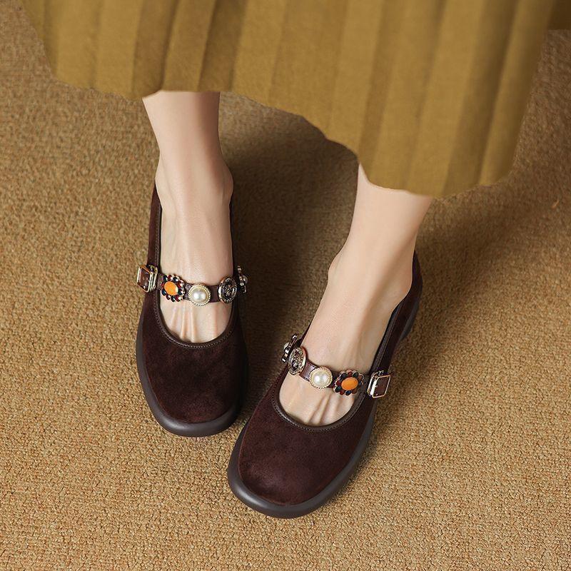 

Французская платформа Мэри Джейн маленькие кожаные туфли женские лето 2025 новые ретро матовые слово с толстым каблуком одинарные туфли 41