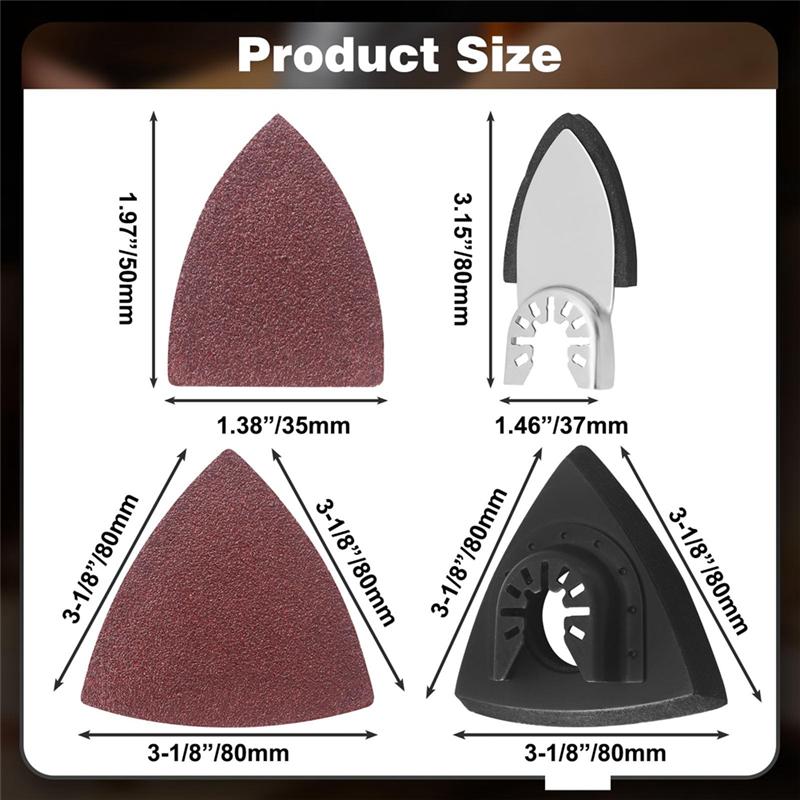 A55F-135Pcs Oscillating Tool Sanding Pads Kit, Triangle Sanding Pads Triangle Sandpaper,Finger Sanding Pads Finger Sandpaper