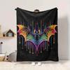 1PC Neon Bat Print Blanket, Throw For Sofa, Bed, Travel, Printing Blanket With Soft And Warm Fabric yy250918140