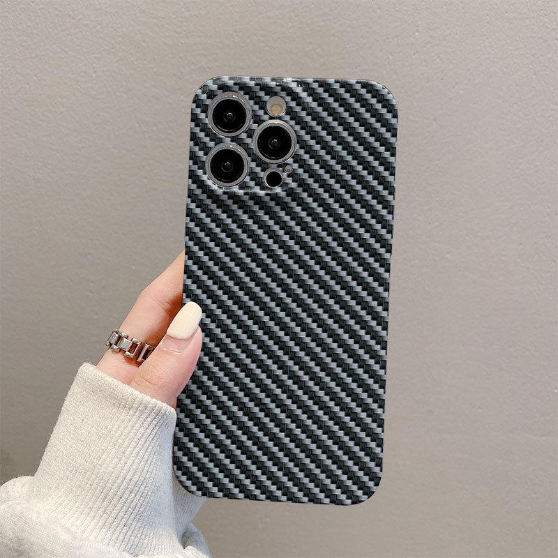 Carbon Fiber Texture Full-Wrap Phone Case for iPhone 15 and 14 Pro Max