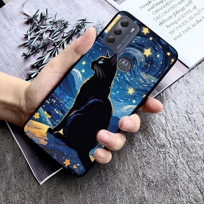 Phone Case For Moto G85 G55 G05 G14 G75 G31 G50 G10 G20 G30 G60 G13 G32 G84 G54 G53 G72 G24 Power Black Cats