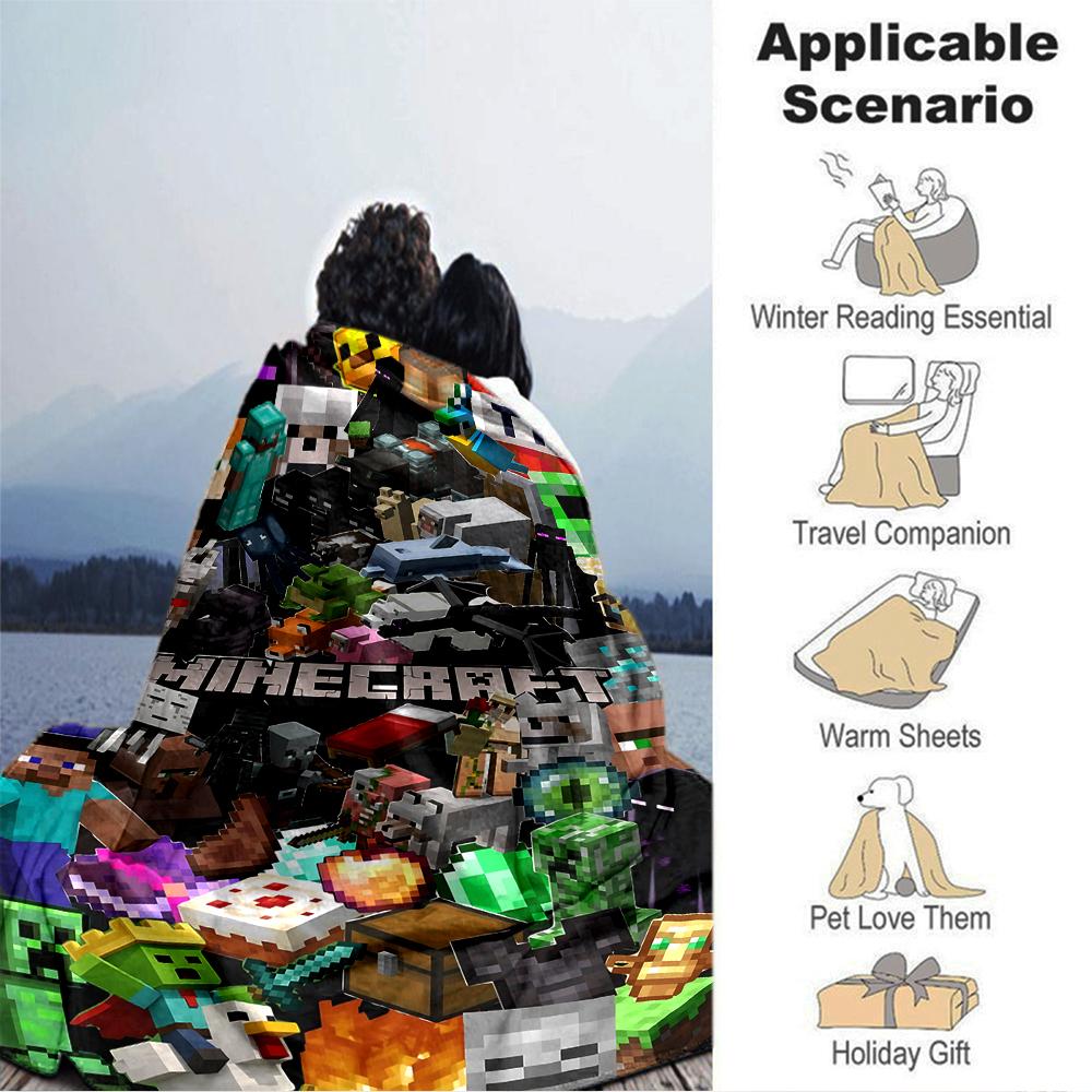 Minecraft Adventure Blocks Blanket Soft Throw Blanket For Home Bedroom Bed Sofa Travel Office Solid Christmas Blanket