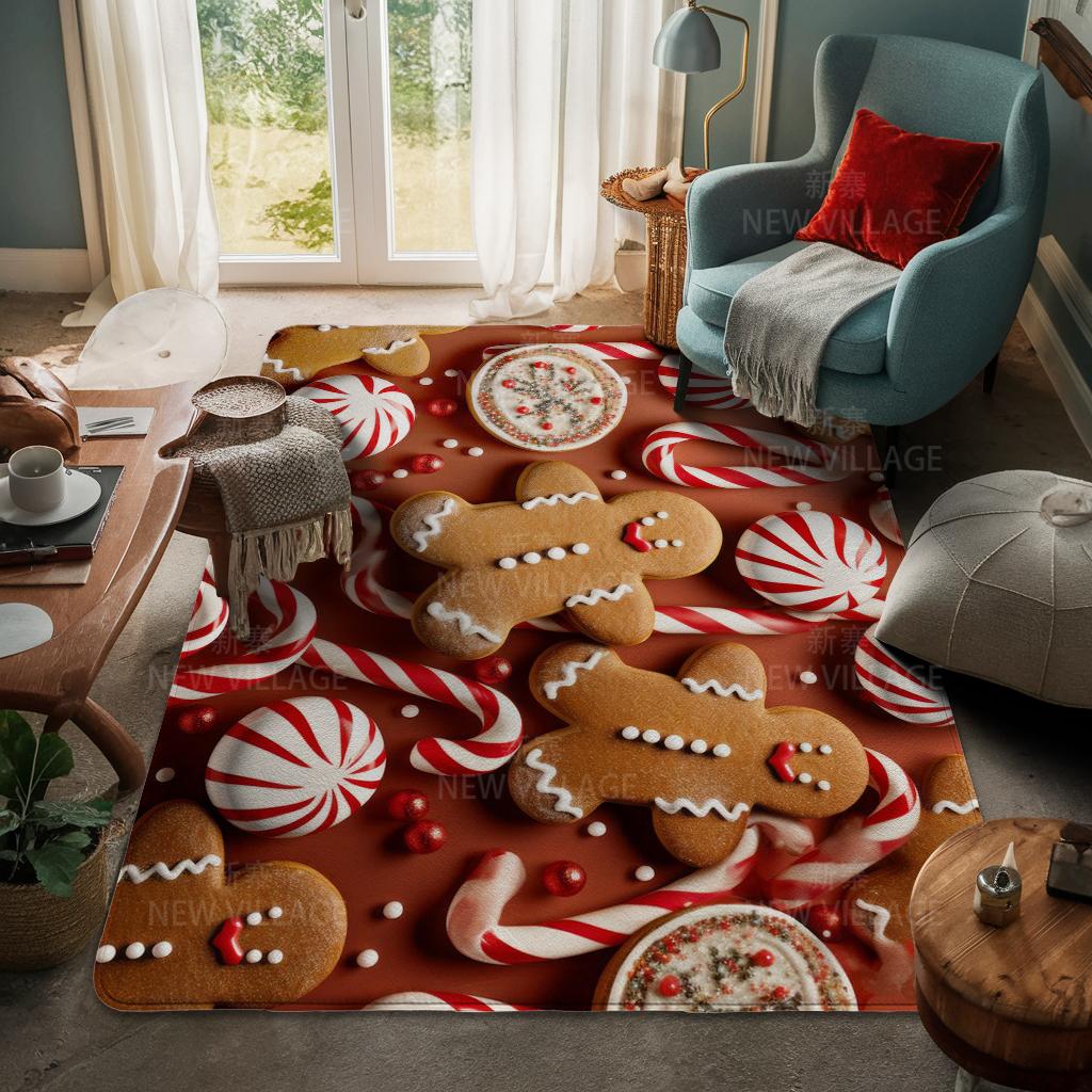 House Entrance Carpet Home Door Mat Living Room Bath Foot Bathroom Non-slip Water Absorption Rugs Bath Merry Christmas Winter