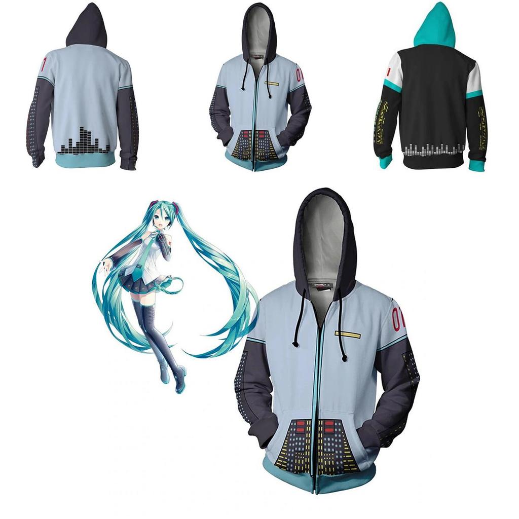 Cozy Anime Hatsune Miku Vocaloid Hoodie With Vibrant 3d Graphic Design For Comfort