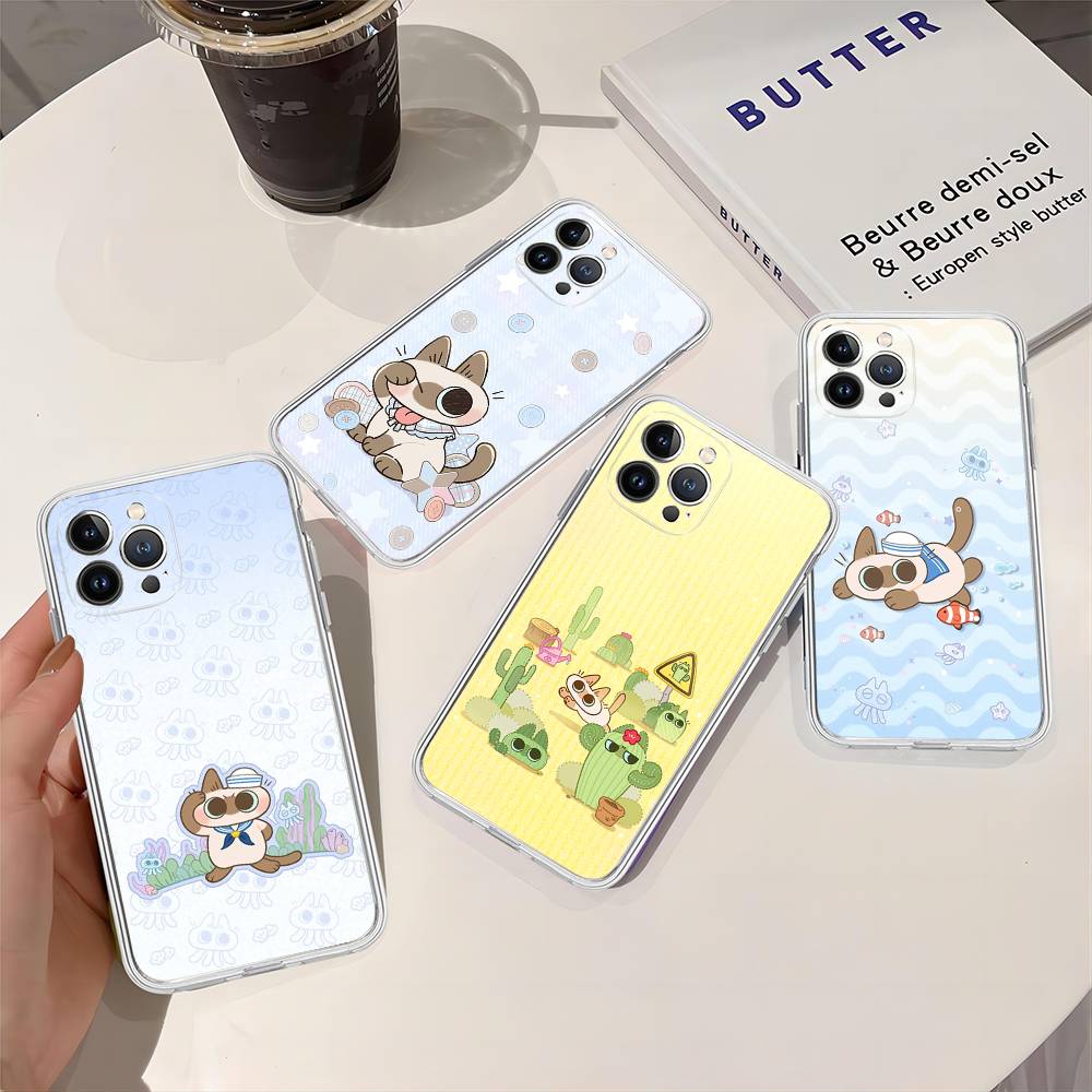 Cartoon Siamese Cat Couple TPU Silicone Case for IPhone 11 12 13 14 15 16 17 Pro Max Shockproof Clear Back Cover