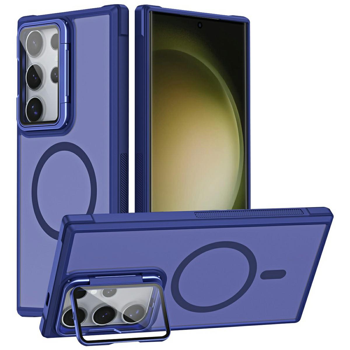 

For Samsung Galaxy S23 Ultra Magnetic Case Lens Cover Kickstand Matte Back Cover F