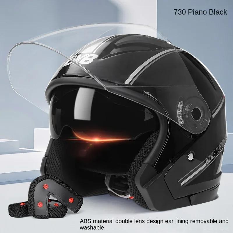 

Motorcycle Helmet Electric Bike Helmets ABS Material 3C Certified Riding Motorcycle Helmets All-season Dual-lens Helmet