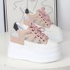 Fashion 11CM Hollow Full Cow Genuine Leather Women Summer Shoes Platform Sneakers Wedge Hidden Heel Women Summer Sandals Platform