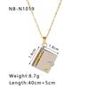 Stainless Steel Book-Shaped Pendant Necklace With Heart Clasp Women Ins Style Minimalist Locket Chain Jewelry
