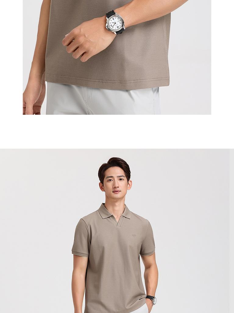 [Smooth and Breathable] Langdeng Men's Summer Mulberry Silk Bead Seagull Collar Polo Shirt