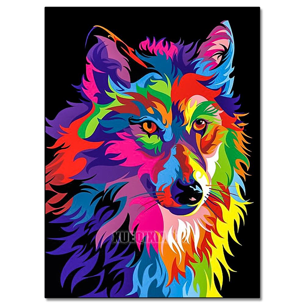 Peinture au Diamant 5D DIY Animaux Lion Chat Tigre Kit de Point de Croix Broderie Diamant Ronde Complète Mosaïque Artistique Image de Strass