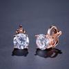 Trendy Round Cubic Zirconia Copper Clip Earrings For Women Gold Crystal Metal Earring Party Wedding Daily Jewelry