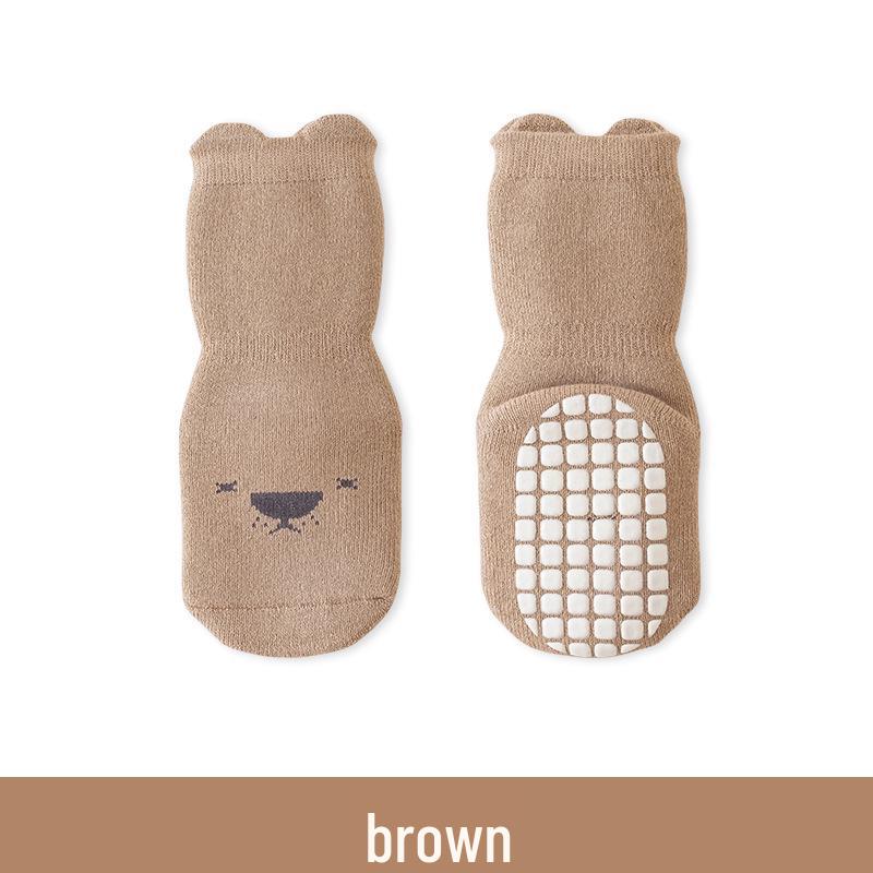 

2025 Winter Children s Non-Slip Cartoon Animal Terry Socks - Thickened Floor Socks for Infants S (0-1 year)