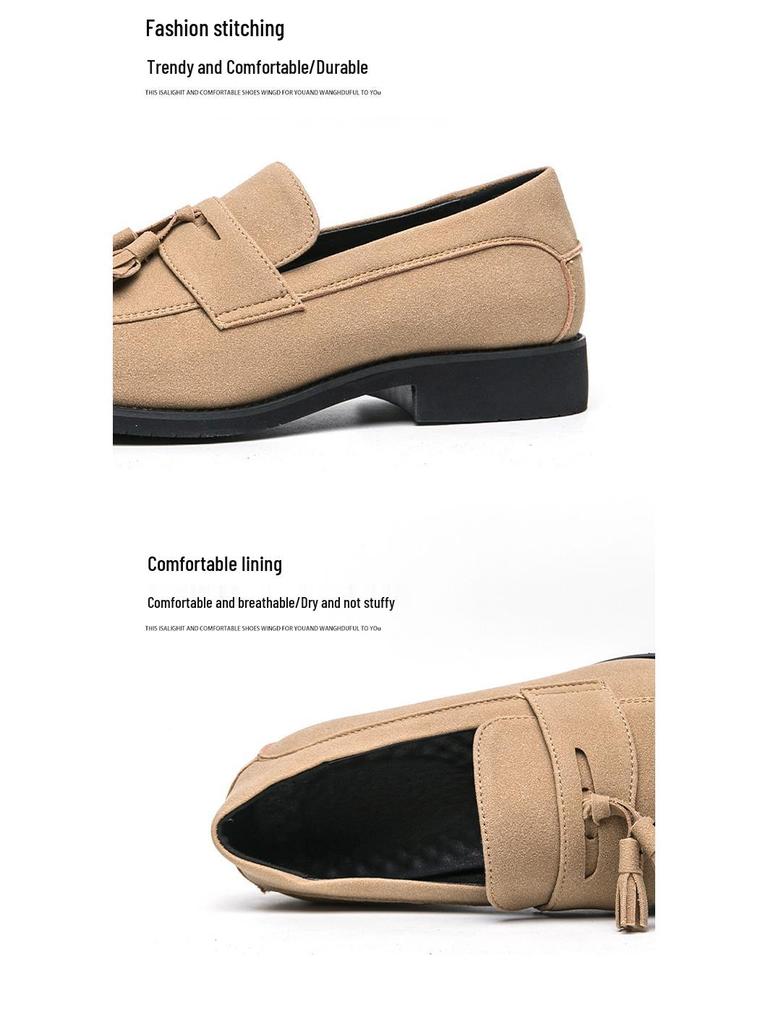Men's Plus Size Matte Leather Tassel Loafers: Pointed Toe Business Casual Dress Shoes