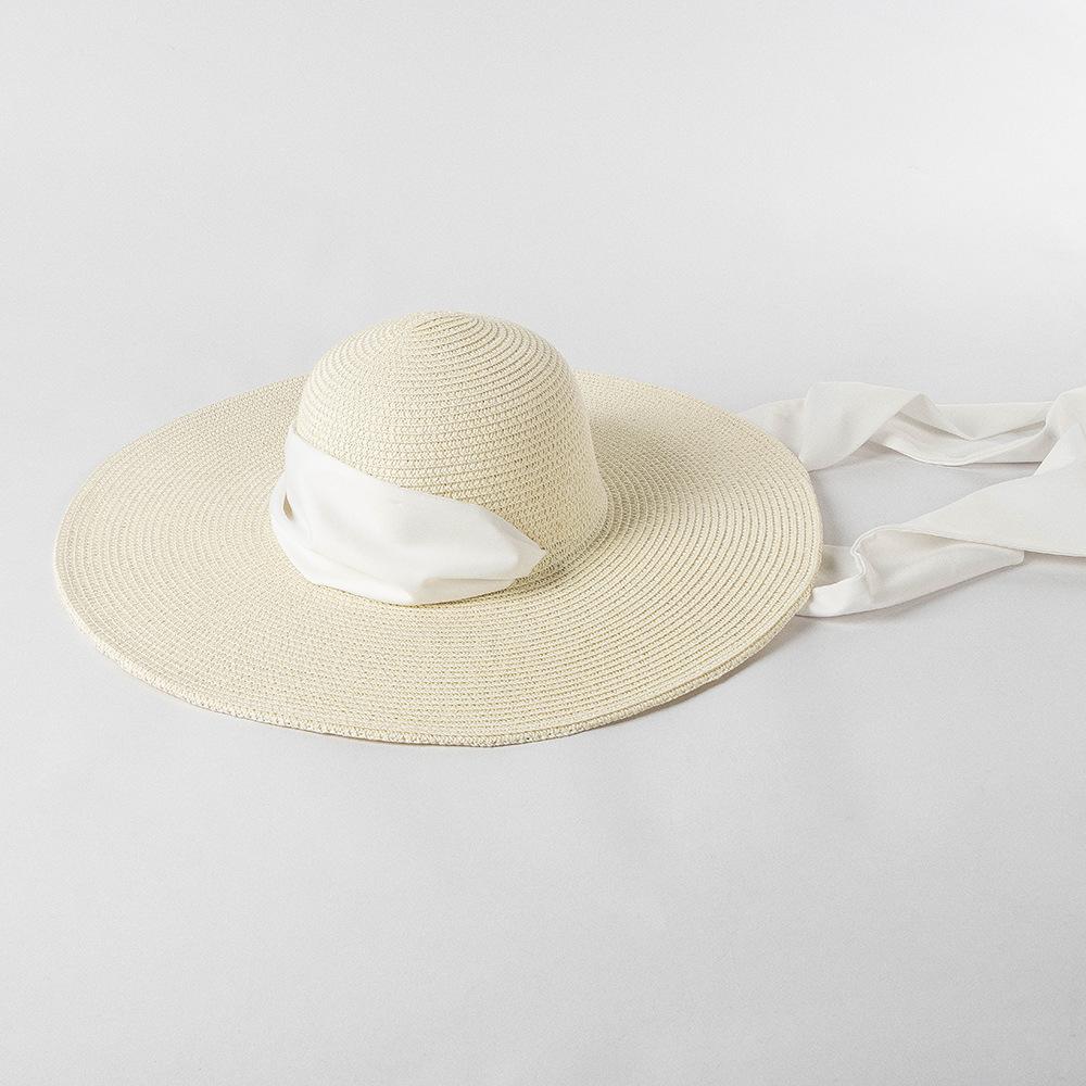 European and American Fashion Simple Wide Strap Paper Grass Dome Big Eaves Hat Women Outdoor Beach Concave Sunscreen Straw Hat Tide