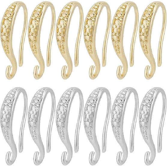 Beebeecraft 20Pcs 2 Color U Shape Earring Hook 18K Gold Platinum Plated French Ear Wires Open V Shape Dangle Earring Findings for DIY Earring Making