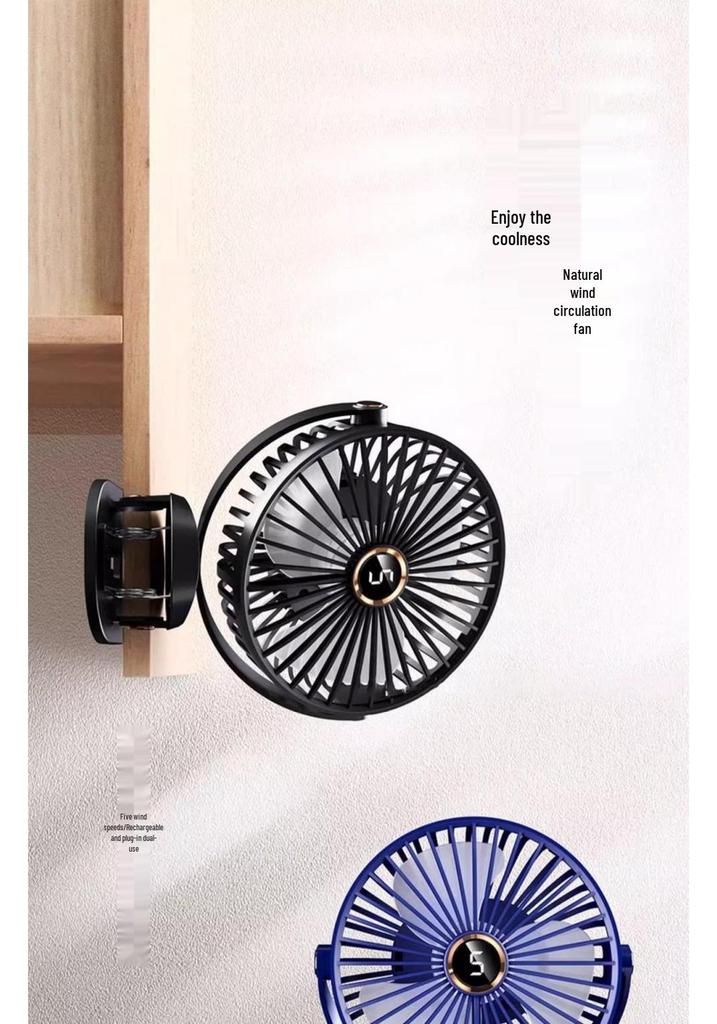 Silent Rechargeable Clip-On Fan for Dorms - Long Battery Life, Desktop & Wall Mountable
