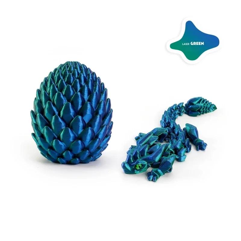 12cm 3D Printed Easter Eggs with Icy Crystal Mini Dragon Articulated Dragon Figure Easter Basket Stuffers Party Favors for Kids