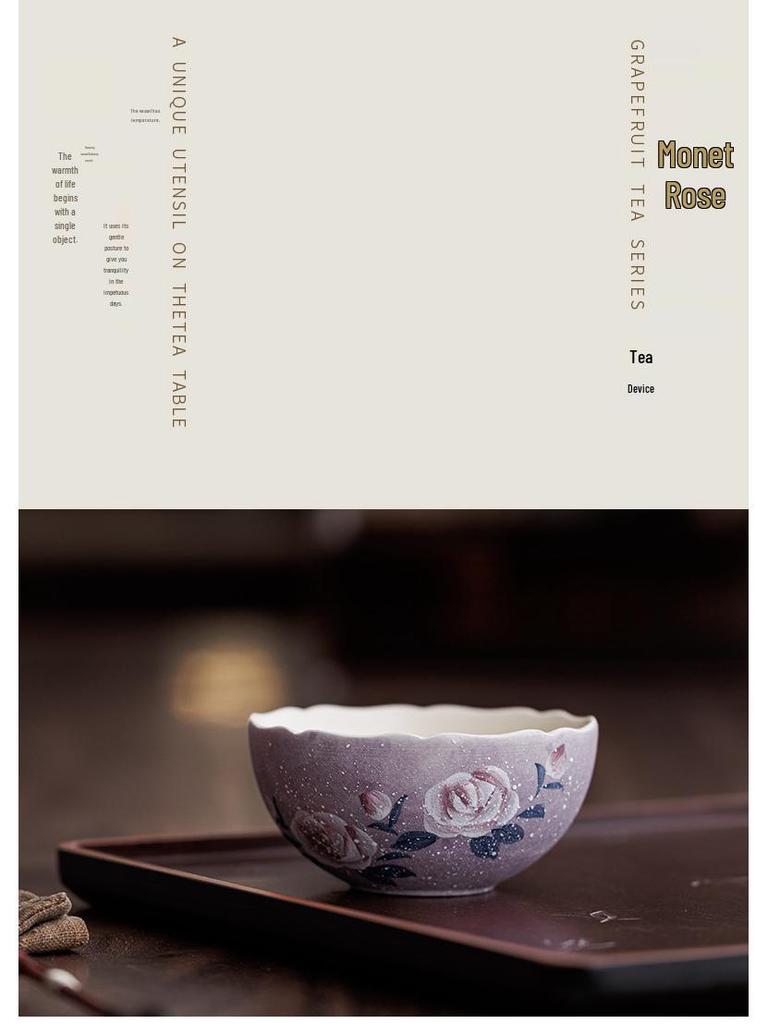 Handmade High-End Ceramic Rose Douli Tea Cup for Kung Fu Tea