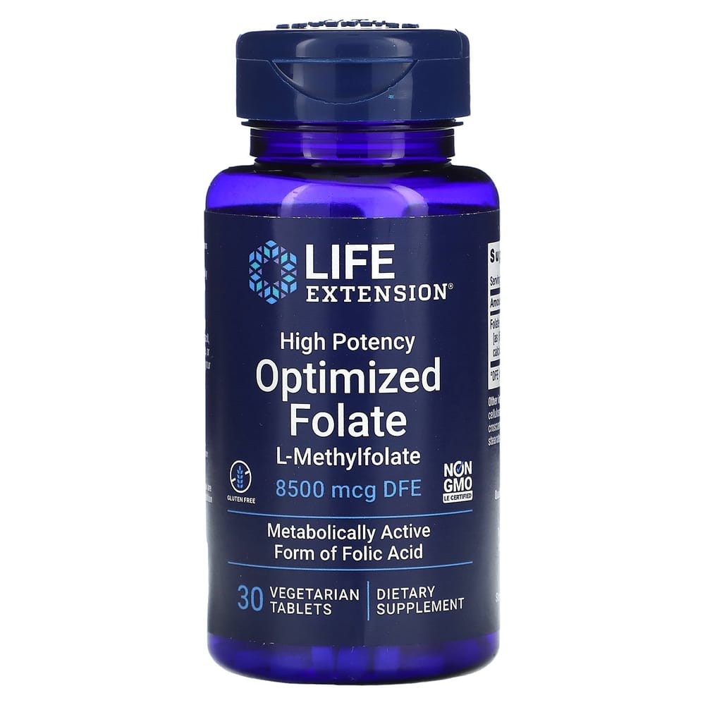 Life Extension Folate 8500mcg DFE Veggie Capsules, 30 Count