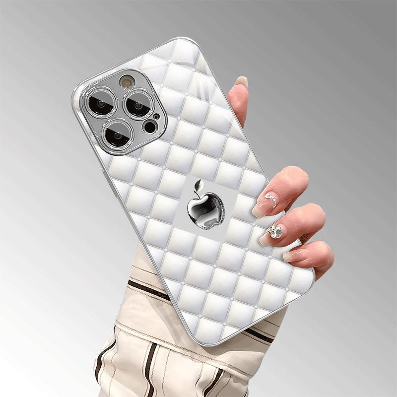 Witte Textuur Achtergrond Voor Apple Gehard Glas Gegalvaniseerd Telefoonhoesje Voor Samsung Galaxy S25 S24 S23 Ultra Plus FE Cover