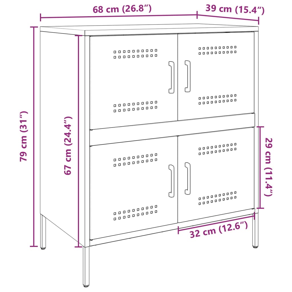 Sideboard Pink 68x39x79 cm Steel