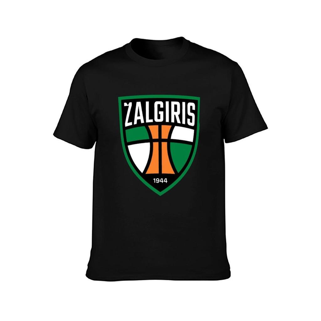 Men's ZALGIRIS 1944 Basketball Logo T-Shirt, Vintage Sports Team Print Cotton Tee, Casual Breathable Streetwear Top