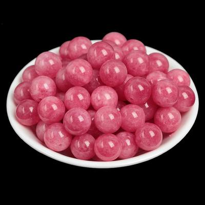 Women's Pink Round Red Agate Chalcedony Loose Beads for DIY Handmade Jewelry & Bracelets