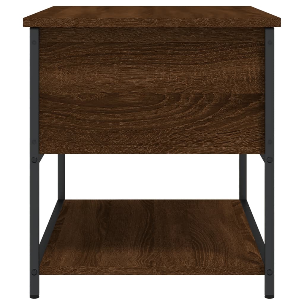 Storage Bench In Brown Oak Finish 70 X 42.5 X 47 Cm Engineered Wood