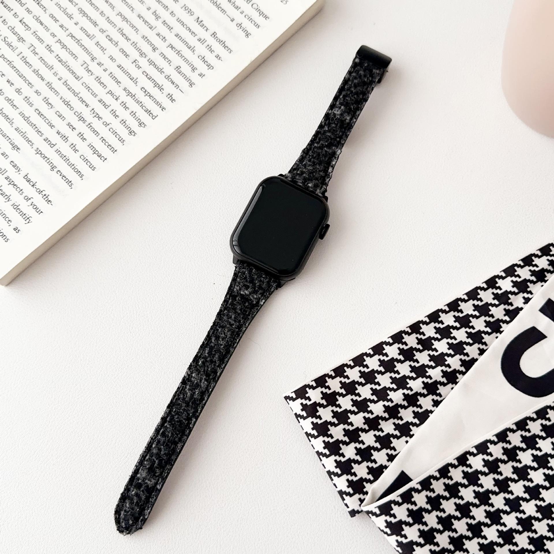 

Вовняний ремінець з візерунком гусяча лапка та магнітною пряжкою підходить для Apple Watch 9, Apple Watch 8, 7, 6, SE, Ultra покоління S10 (1/2/3 generation 42mm)/44/45/46/49mm universal