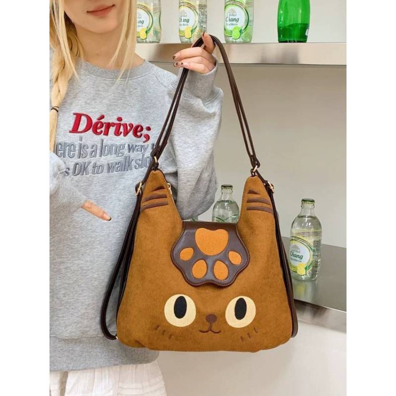 Cat Shoulder Bag Pu Leather With Padded Straps For Teens And Women