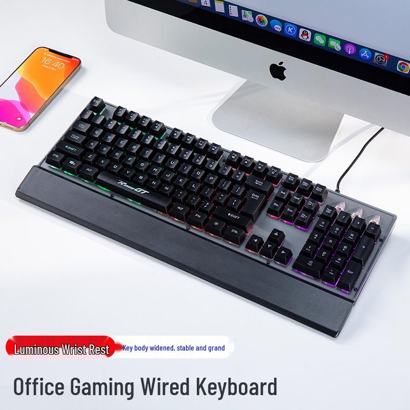 Silent Wired Punk Mechanical Keyboard & Mouse Set with Luminous Design - Ideal for Girls' Office Use, High Style & Performance