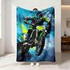 1 Piece Graffiti Style Street Motorcycle Printed Flannel Blanket Multiple Sizes Soft Comfortable Gift Blanket, Machine Washable