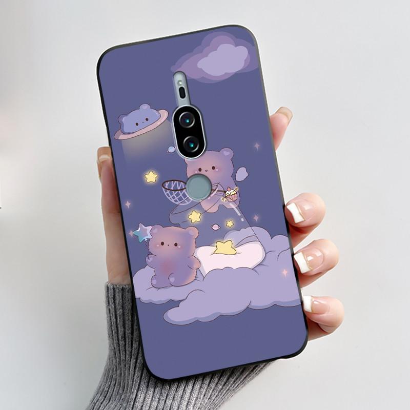 Per Sony Xperia XZ2 Premium SOV38 H8166 H8116 Custodia per Telefono Estetica Moda Gatto Carino Cartone Animato Nero Tocco Morbido Posteriore Cover in Silicone